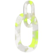 Pendentif maillon XXL acétate 64x26 mm Ecaille de tortue Transparent - Jaune fluo|raw }}
