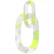 Pendentif maillon XXL acétate 64x26 mm Ecaille de tortue Transparent - Jaune fluo