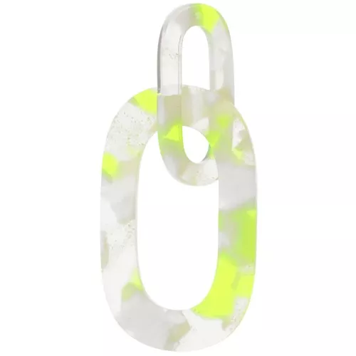 Pendentif maillon XXL acétate 64x26 mm Ecaille de tortue Transparent - Jaune fluo