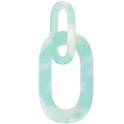 Pendente a maglie XXL in acetato 64x26 mm - Tartaruga - Menta - Bianco perlato