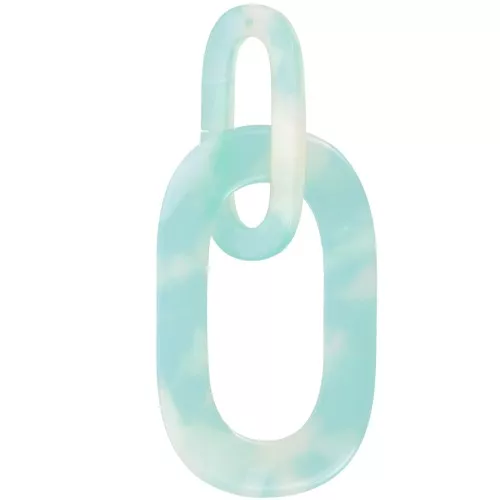 Pendente a maglie XXL in acetato 64x26 mm - Tartaruga - Menta - Bianco perlato
