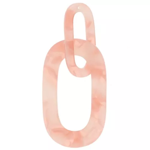 Pendente a maglie XXL in acetato 64x26 mm Tartaruga - Salmone - Bianco perlato