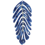 Pendente forma di foglia 71x28 mm - Tartaruga - Perla blu notte x1