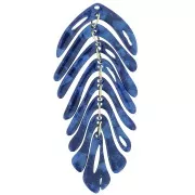 Pendente forma di foglia 71x28 mm - Tartaruga - Perla blu notte x1