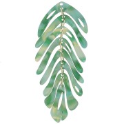 Pendente forma di foglia 71x28 mm - Tartaruga - Verde scuro perlato x1