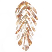 Pendente forma di foglia 71x28 mm - Tartaruga - Multi marrone - Grigio perla x1