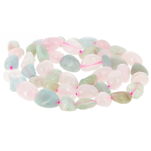 Perle di pietra semipreziosa irregolare da 8 - 11 mm - Morganite x40cm