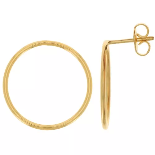 Orecchini perno cerchio cavo 20 mm - Dorato in oro fino x2