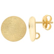 Orecchini perno tondi irregolari 12 mm effetto striato - Dorati con oro fino x2