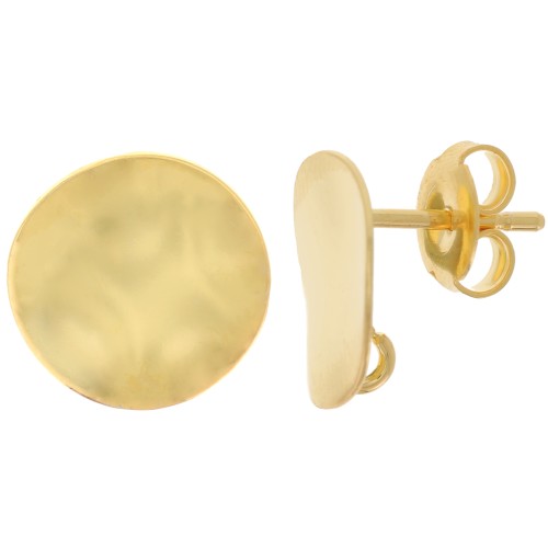 Orecchini a perno tondi irregolari da 12 mm con openoop -Dorato in oro fino x2