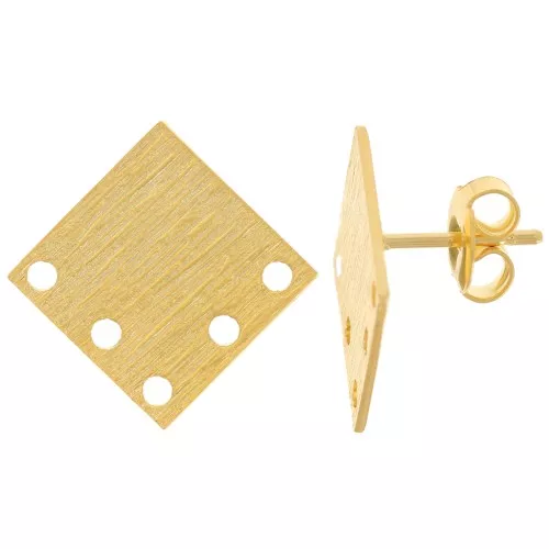 Orecchini perno con diamante 18 mm a 5 fori - Dorato in oro fino x2