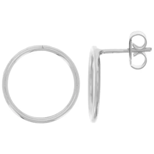 Orecchini perno cerchio cavo 15 mm - Placcatura argento fine x2