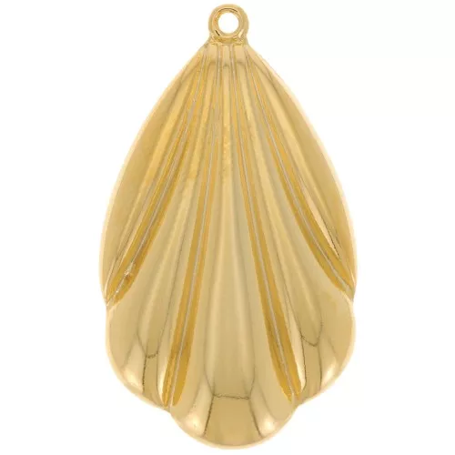 Pendente conchiglia rotonda 33x19 mm - Dorato in oro fino x1