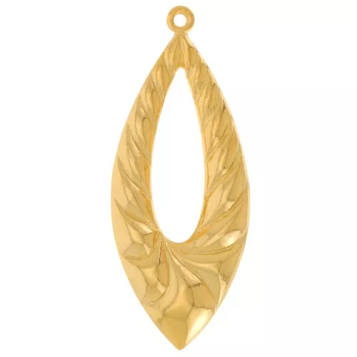 Pendente a goccia cavo bombato 40x16,5 mm con effetto intrecciato - Dorato in oro fino x1