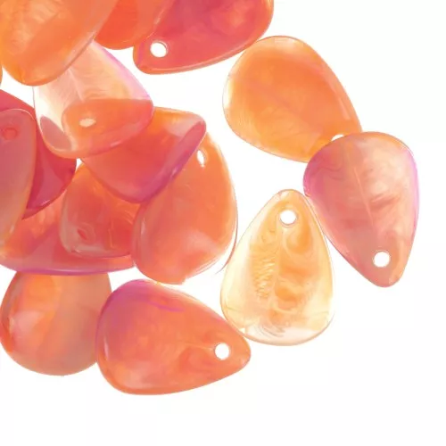 Zecchini petalo di fiore curvo da 17 mm Arancione marmorizzato - Fucsia x15