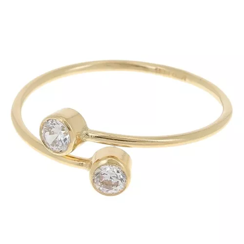 Anello doppio in ossido di zirconio a regolazione fine da T50 a T52 - Gold filled
