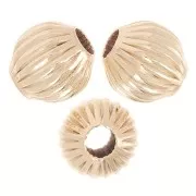 Perline tonde striate da 4 mm - riempite d'oro (oro laminato) x8