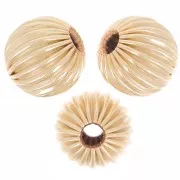 Perline tonde striate da 6 mm - riempite d'oro (oro laminato) x5
