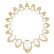 Pendente etnico rotondo da 34 mm - Acciaio inox316L dorato - Bianco|raw }}