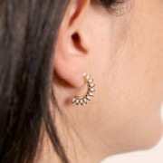 Orecchini aperti etnici da 20 mm - Acciaio inox 316L dorato Bianco x2