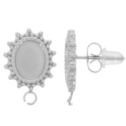 Orecchini perno ovali 16x11 mm per cabochon 8x6 mm - Acciaio inossidabile 304L x2