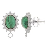 Orecchini perno ovali 16x11 mm per cabochon 8x6 mm - Acciaio inossidabile 304L x2