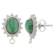 Orecchini perno ovali 16x11 mm per cabochon 8x6 mm - Acciaio inossidabile 304L x2