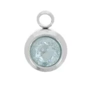 Ciondolo pietra di nascita 6 mm in ossido di zirconio Mars - Acciaio inossidabile 304L Aquamarine