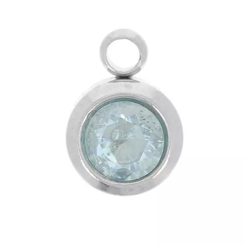 Ciondolo pietra di nascita 6 mm in ossido di zirconio Mars - Acciaio inossidabile 304L Aquamarine