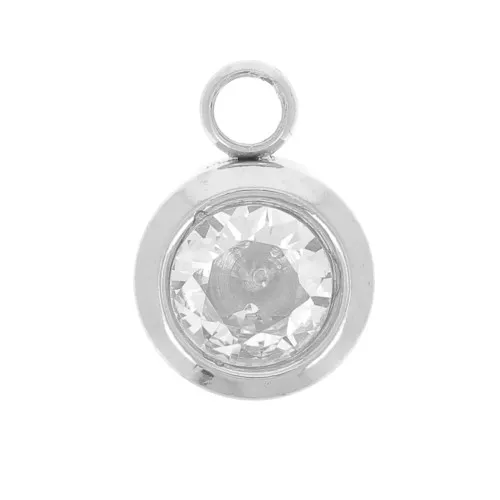 Ciondolo di nascita 6 mm in ossido di zirconio Avril - Acciaio inossidabile 304L - Cristallo