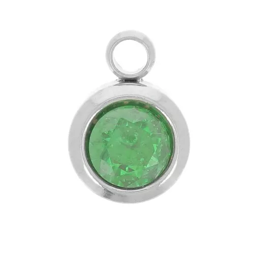 Ciondolo Mai 6 mm in ossido di zirconio - Acciaio inossidabile 304L - Smeraldo