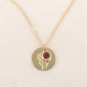 Ciondolo in pietra di nascita 6 mm in ossido di zirconio July in acciaio inossidabile 304L - Rubino