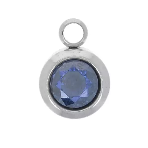Ciondolo Birthstone 6 mm ossido di zirconio settembre acciaio inossidabile 304L - Zaffiro