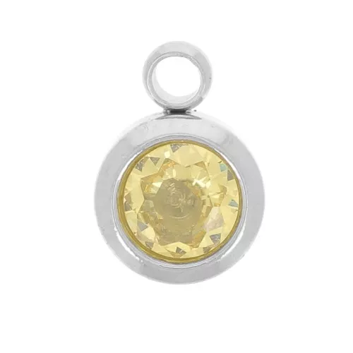 Ciondolo di nascita 6 mm in ossido di zirconio Novembre in acciaio inossidabile 304L - Giallo