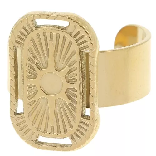Anello rettangolare 53 a 57 motivo stella per cabochon 3mm Acciaio inox304L dorato