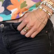 Anello rettangolare 53 a 57 motivo stella per cabochon 3mm Acciaio inox304L dorato