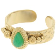 Anello etnico - cabochon 52 - 56 Acciaio inossidabile 304L dorato - Avventurina|raw }}