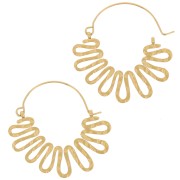 Orecchini cerchio onda martellata 34x35 mm - Acciaio inox 304L dorato x2|raw }}