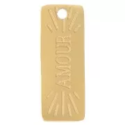 Ciondolo rettangolare 13x5 mm - Motivo d'amore - Acciaio inossidabile 304L Dorato x1