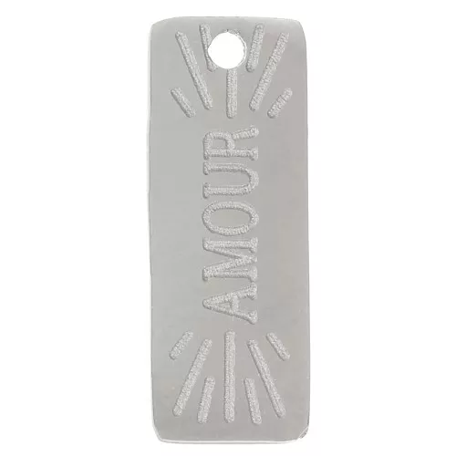 Ciondolo rettangolare 13x5 mm - AMOUR - acciaio inossidabile 316L x1