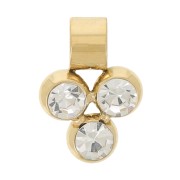 Mini ciondolo 8x6 mm con 3 ossidi di zirconio - Acciaio inox 304L dorato x1|raw }}