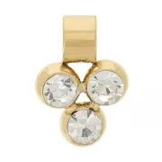 Mini ciondolo 8x6 mm con 3 ossidi di zirconio - Acciaio inox 304L dorato x1