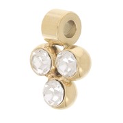 Mini ciondolo 8x6 mm con 3 ossidi di zirconio - Acciaio inox 304L dorato x1