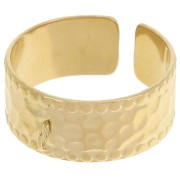 Anello largo martellato regolabile e anello aperto - S.53 a 58 Acciaio inossidabile 316L Dorato|raw }}