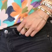 Anello largo martellato regolabile e anello aperto - Taglie da 53 a 58 Acciaio inossidabile 304L Dorato