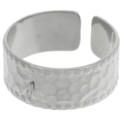 Ampio anello martellato regolabile e anello aperto - Acciaio inossidabile 316L da S.53 a 58