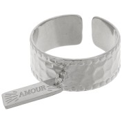 Ampio anello martellato regolabile e anello aperto - Acciaio inossidabile 316L da S.53 a 58