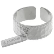 Ampio anello martellato regolabile e anello aperto - Acciaio inossidabile 316L da S.53 a 58