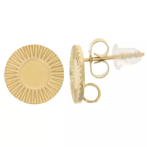 Orecchini perno rotondo da 10 mm per cabochon da 5 mm Acciaio inox dorato 304L x2