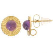 Orecchini perno rotondo da 10 mm per cabochon da 5 mm Acciaio inox dorato 304L x2